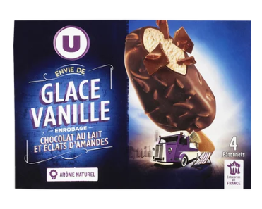 U Bâtonnets glacés envie vanille amande - X4 263g
