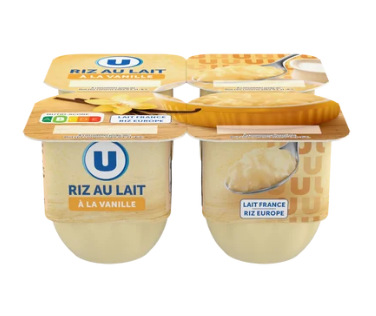 U Riz au lait à la vanille 4x115g
