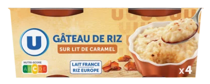 U Gâteaux de riz nappés de caramel 4x100g