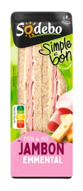 Sandwich complet jambon beurre et emmental SODEBO, 145g