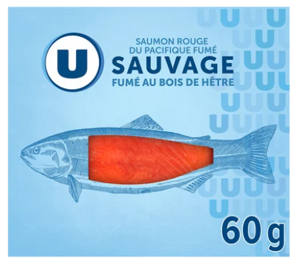 U Saumon fumé rouge sauvage du Pacifique, 60g