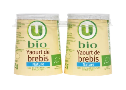 U BIO Yaourts bio nature au lait de brebis 2x125g