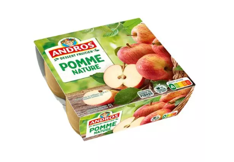 Dessert fruitier Pomme nature x4 – Andros