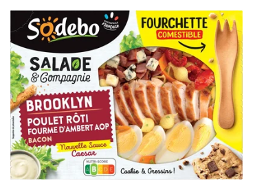 Salade de pâtes, poulet rôti, bacon et fromage - Brooklyn, SODEBO,320g