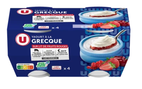 U Yaourt à la grecque sur lit de fruits rouges 4x150g