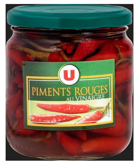 Piments rouges au vinaigre bocal 27cl 130g