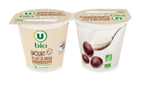 U BIO Yaourt au lait de brebis sur lit de châtaigne 2x125g