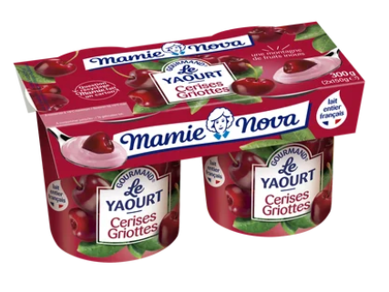 Yaourts Gourmand aux fruits Cerise Griotte MAMIE NOVA - 2 pots de 150g