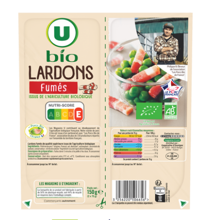 U BIO Lardons fumés - 2x75g