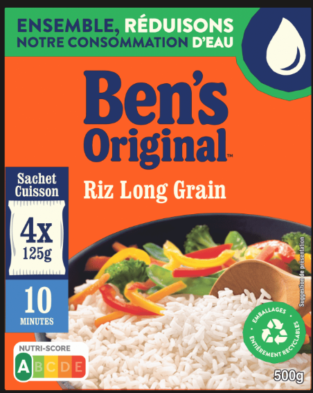Riz Long grain sachet cuisson 10 minutes BEN'S - 500g
