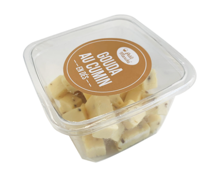 Dés gouda au cumin, PETIT MARCHE, 30,2%MG, 120g