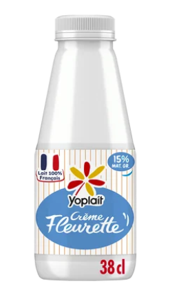 Crème fraiche légère fluide 15% MG FLEURETTE YOPLAIT - brique 38cl