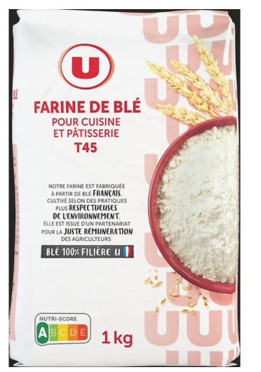 Farine de blé pâtissière T45 paquet de 1Kg