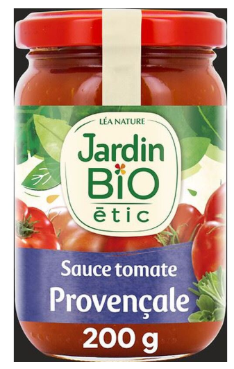 Sauce tomate à la provençale bio JARDIN BIO, bocal de 200g