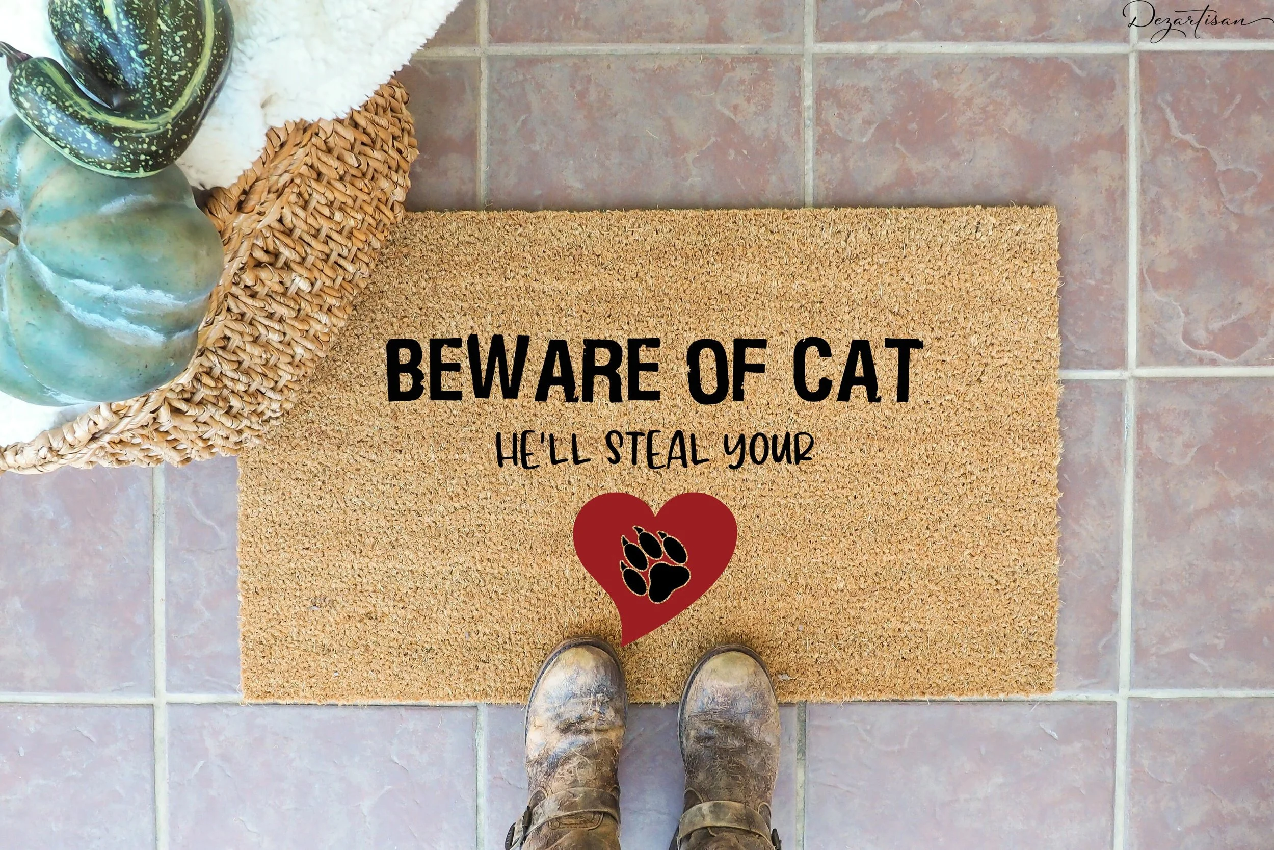 Beware Of Cat Steal Your Heart Paw print SVG Digital Design Cut File