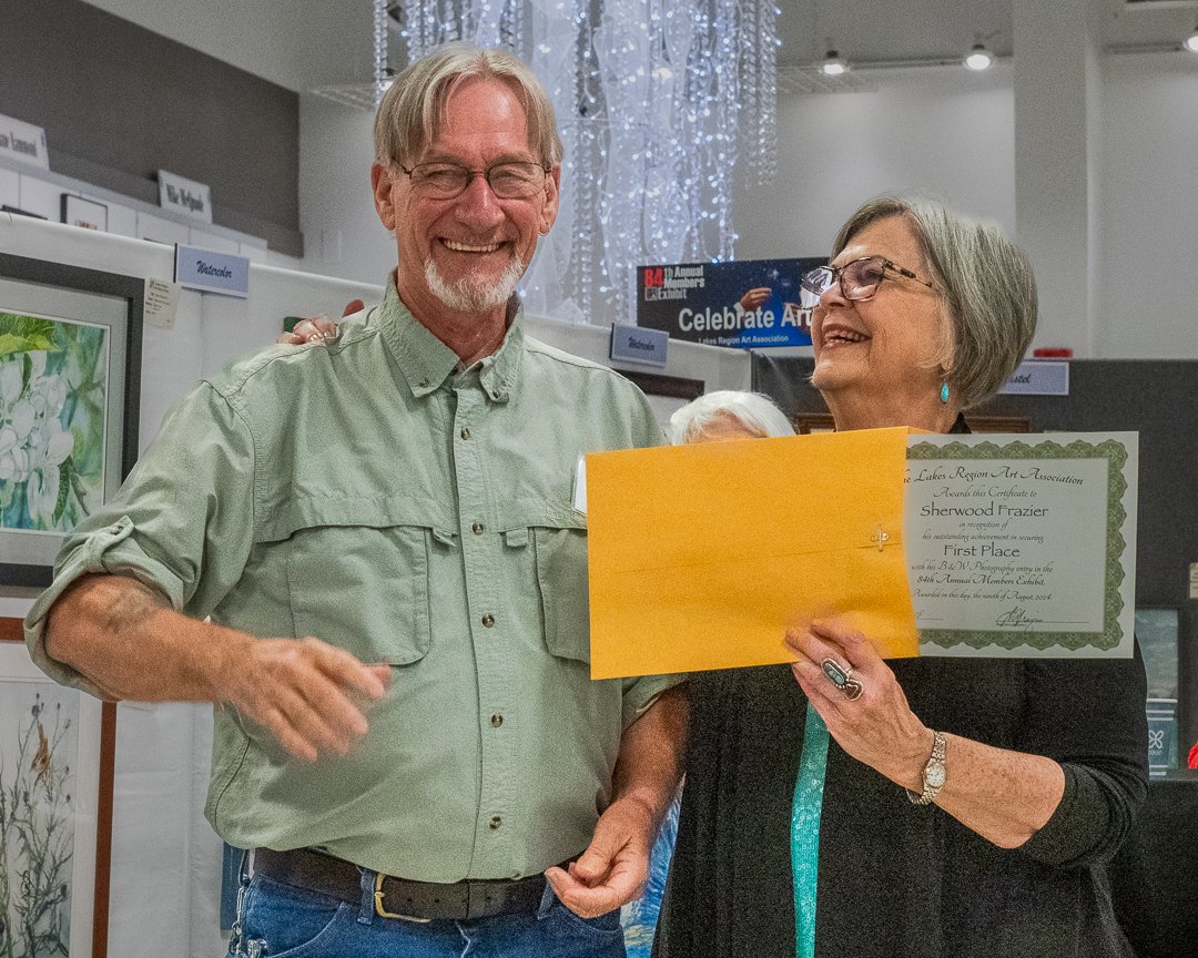 Sherwood Frazier - First Place B&W Photography  presented by Linn Stilwell, Campaign Chairperson