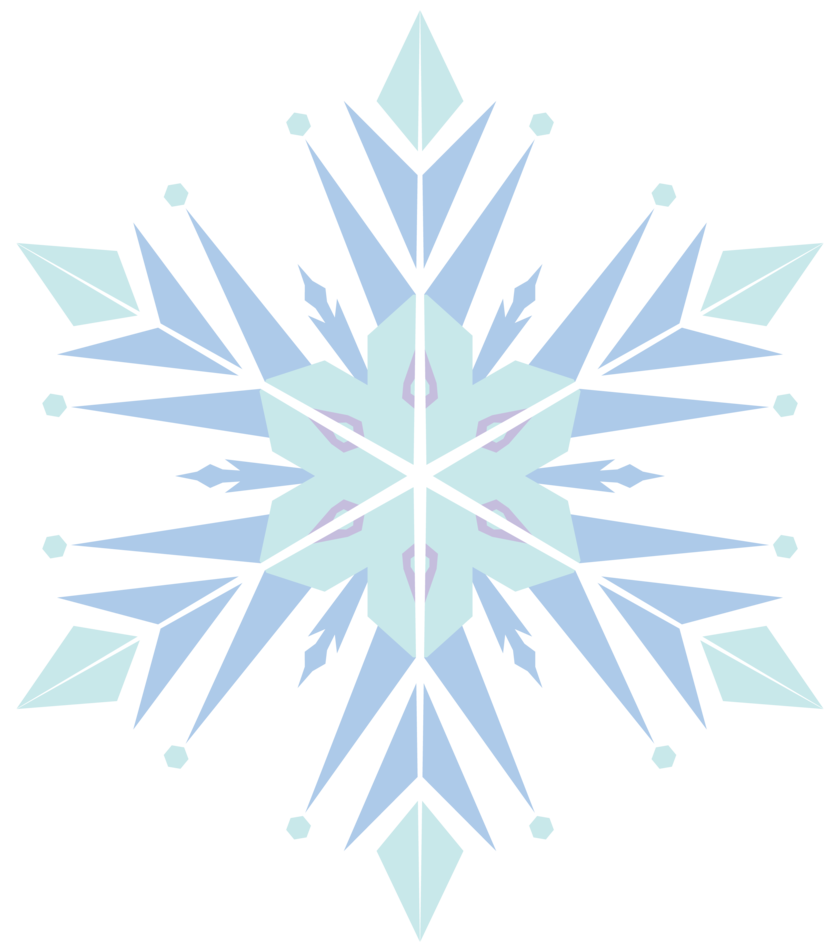 A detailed, symmetrical snowflake with intricate icy blue patterns and pointed edges.