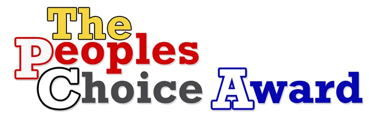 Colorful text reading 'The Peoples Choice Award' with words in yellow, red, black, and blue.