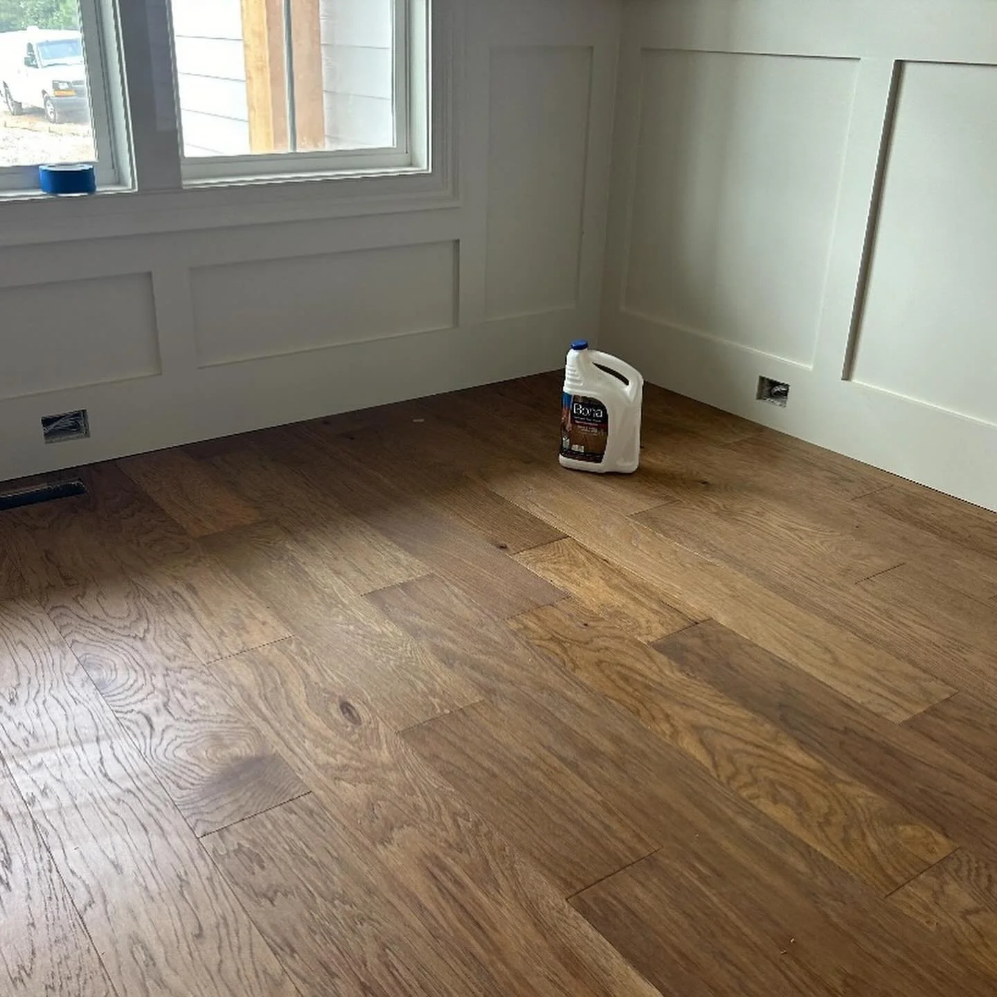 Laying hardwood in a customer&rsquo;s home this week.