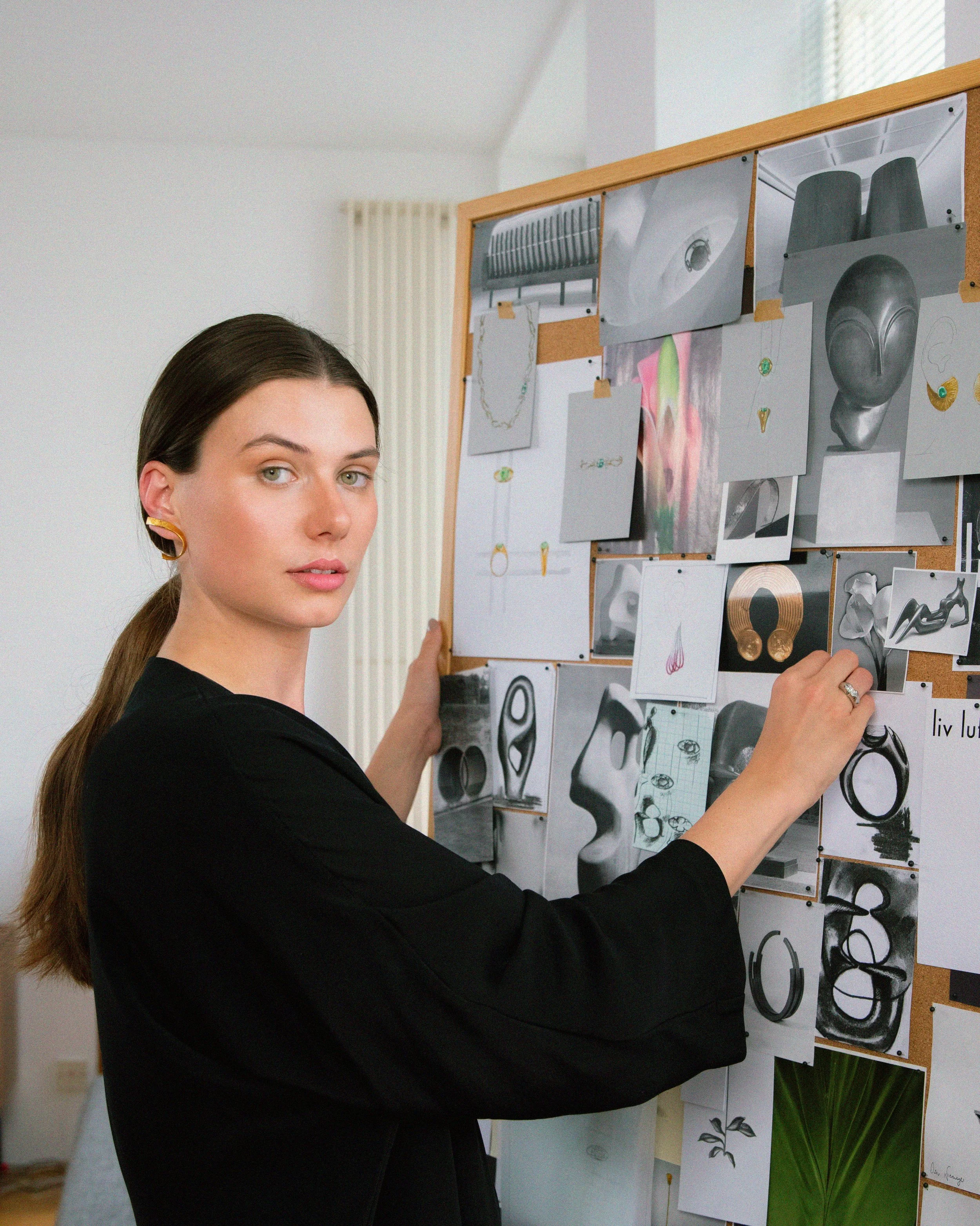 Fine jewellery designer, Liv Luttrell, in the studio, London