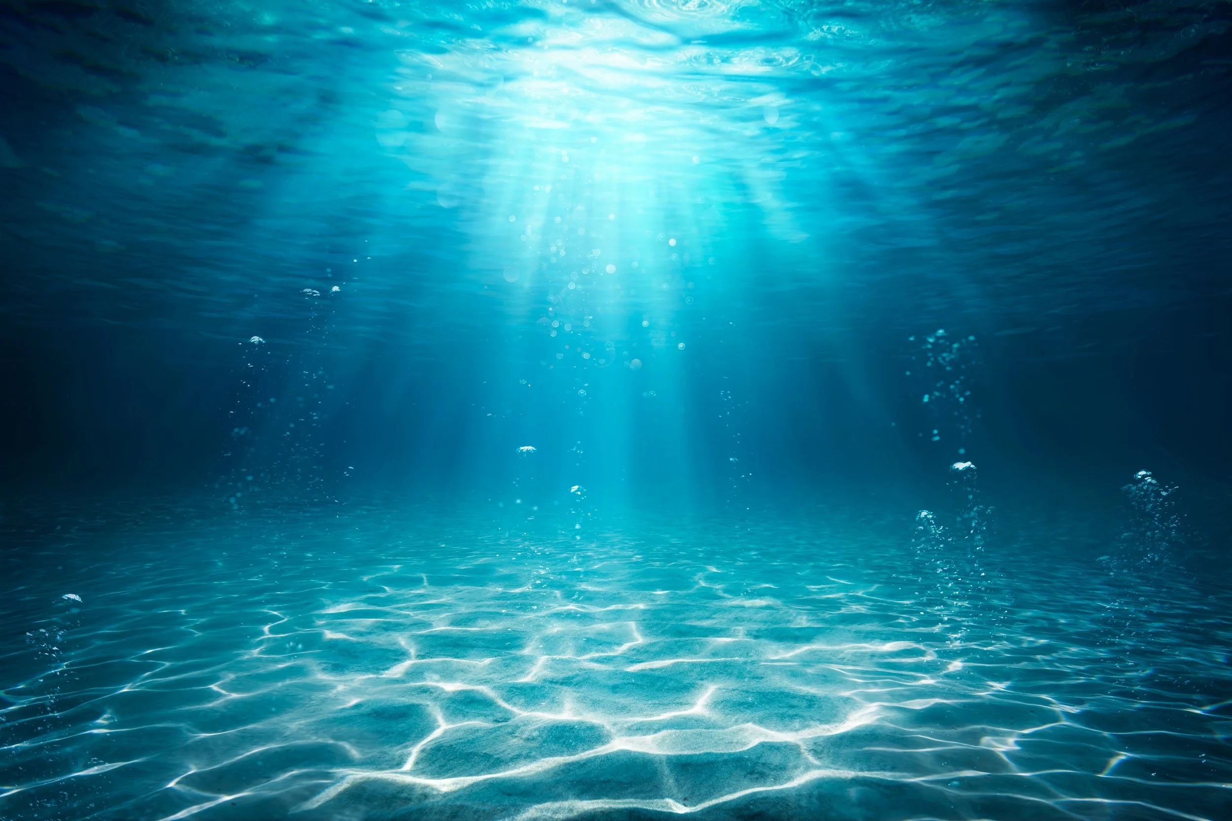 Sunlight coming down to the ocean floor.