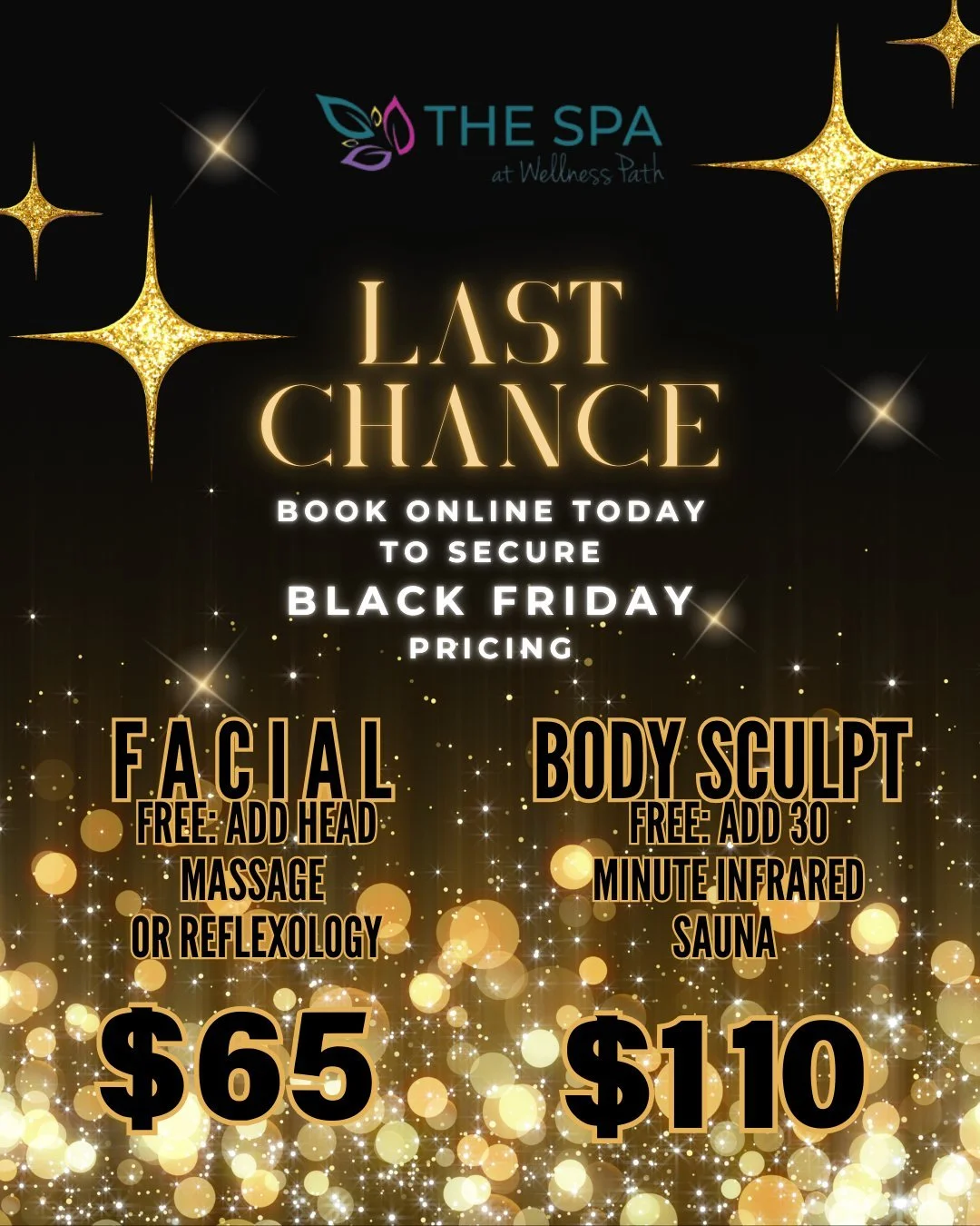 ⏰ LAST DAY for Black Friday Deals! ⏰

Don&rsquo;t miss out on 2 amazing promo deals today only! Treat yourself before the holidays with these exclusive offers!

🌟 Here&rsquo;s the deal:
1️⃣ Brazilian Lymphatic Drainage Massage &ndash; Sculpt your bo