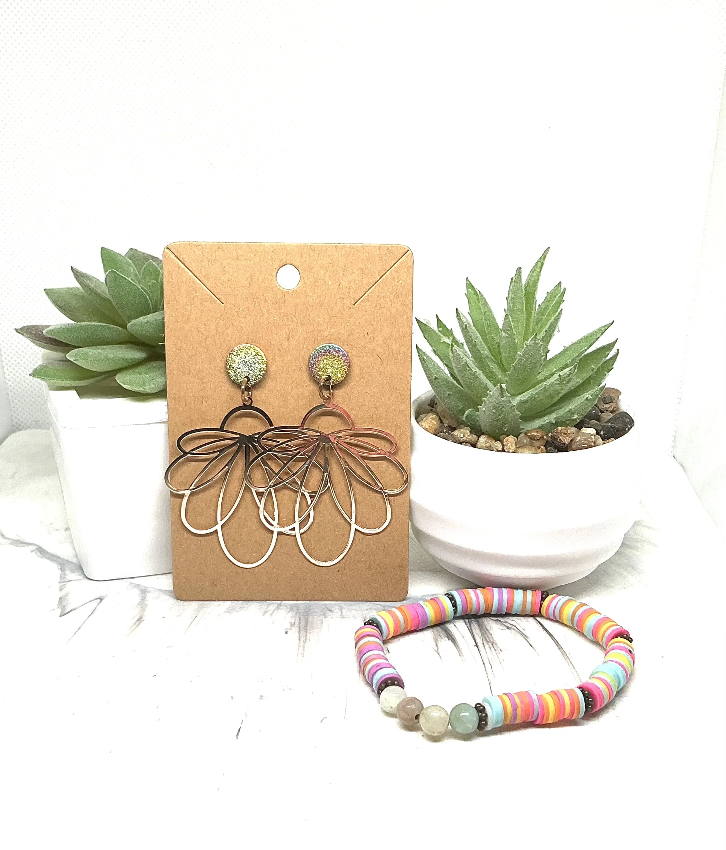 Rosegold transparencies earrings set