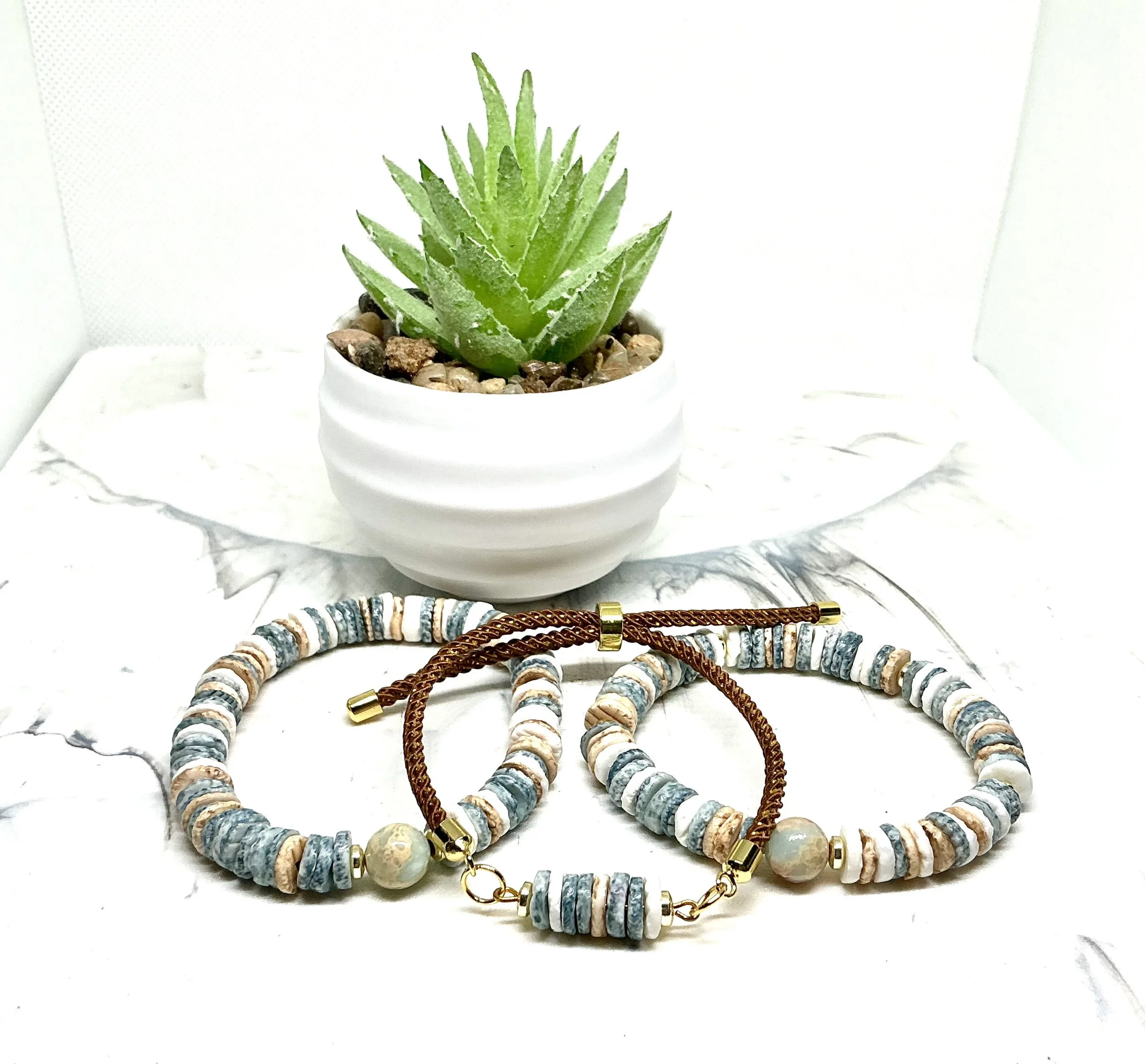 Rustic beads bracelets set