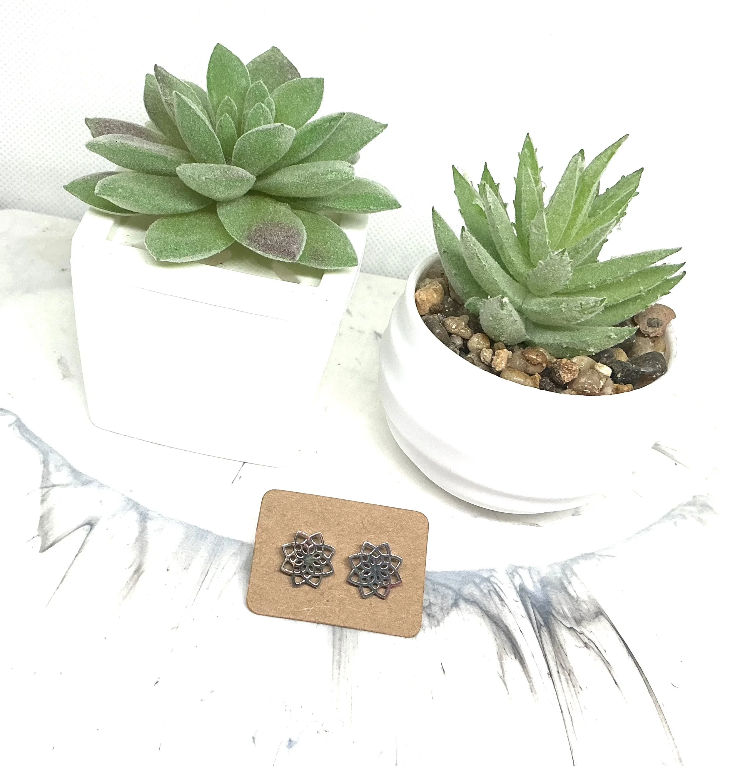 Silver Lotus flower stud