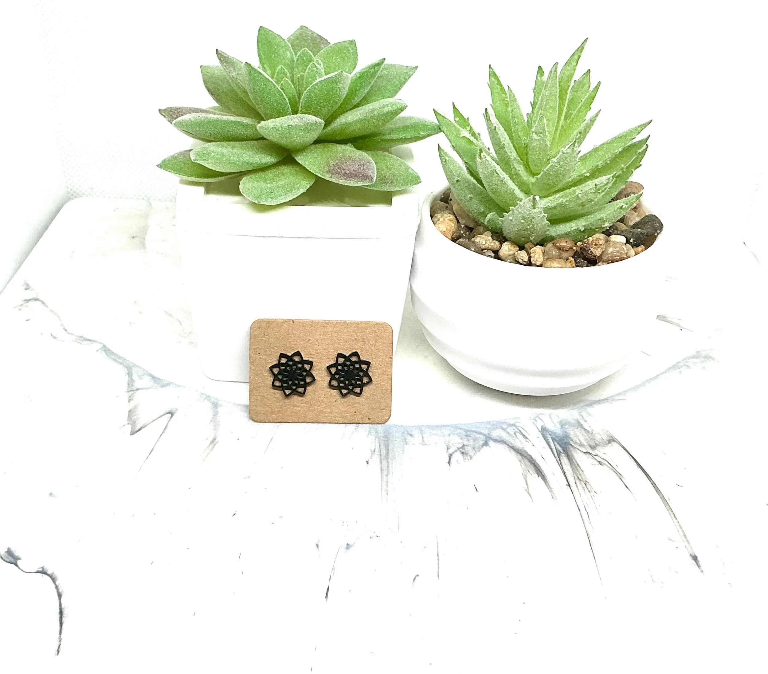 Black Lotus flower stud