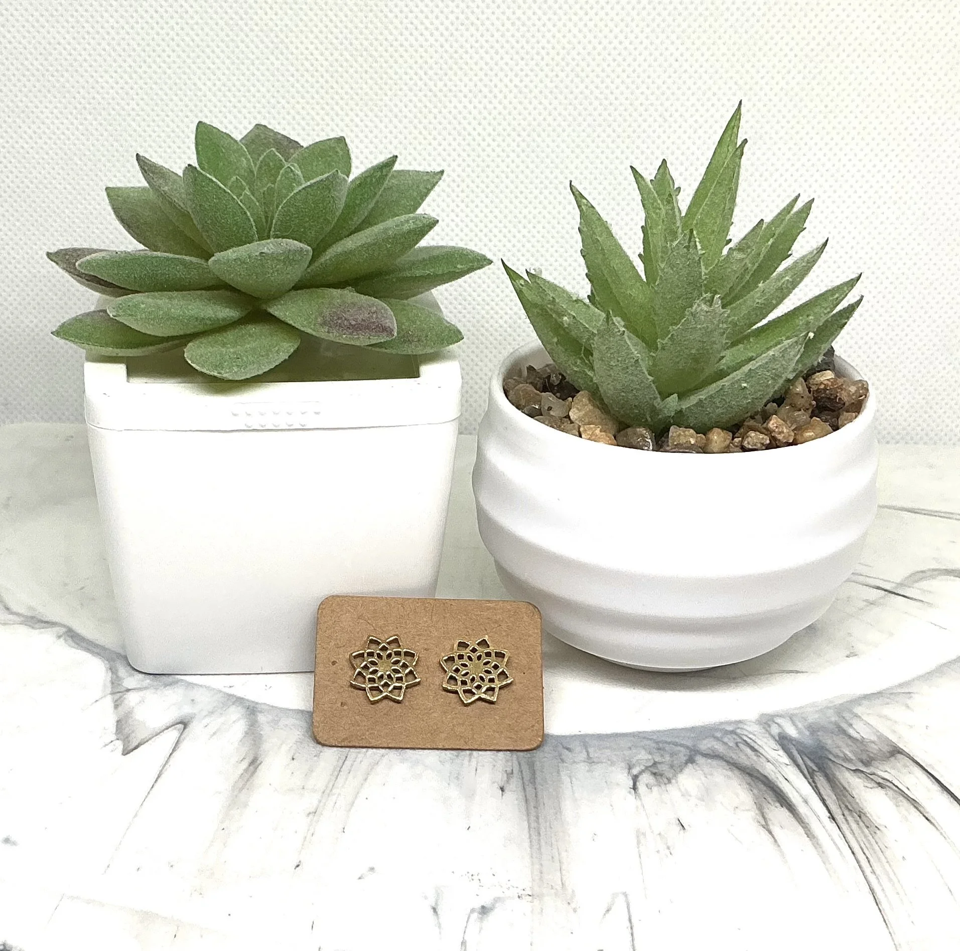 Golden Lotus flower stud