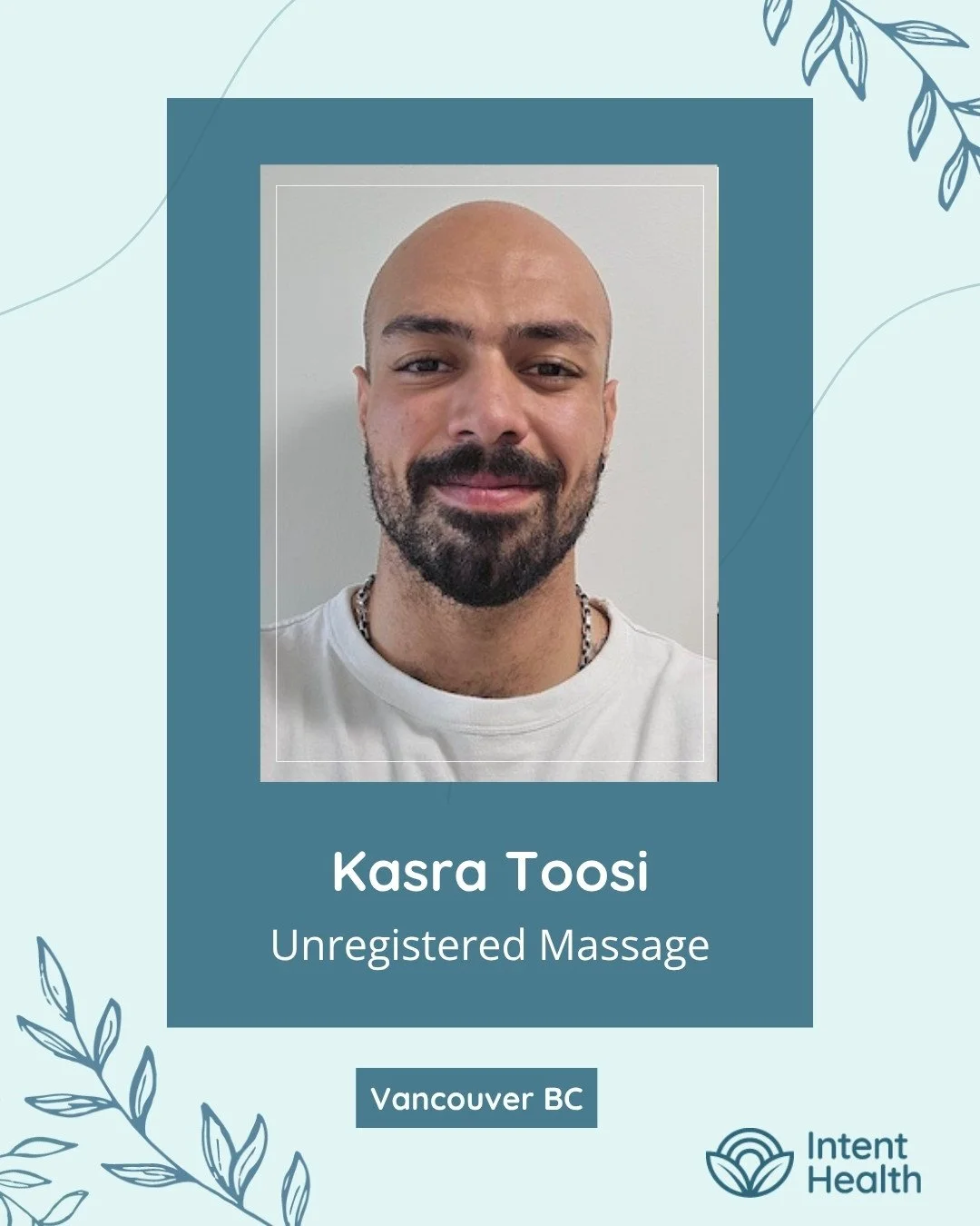 ✨ Welcoming Kasra to Intent ✨⁠
⁠
Now offering 60, 75, and 90 minute relaxation massage treatments on Sundays.
⁠
Kasra is currently a student in the RMT program at Rhodes College. With a background as a personal trainer and ophthalmic technician, alon