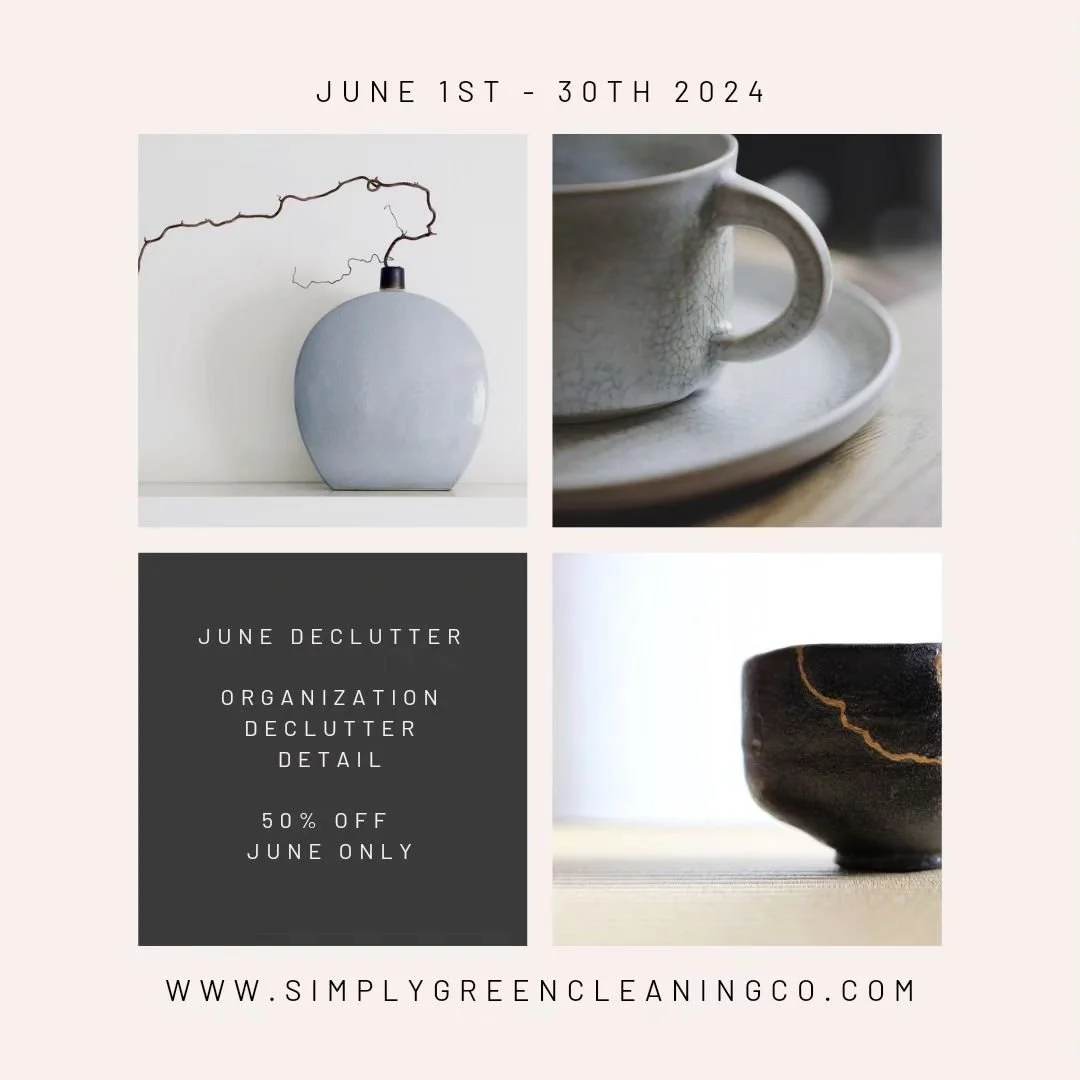 Declutter in June 🌿

&bull; Best time of the year for Yard Sales

&bull; Easiest time to get between / behind those stubborn objects

&bull; Reorganize shelving &amp; storage for easier accessibility to your newer used items

simplygreencleaningco.a