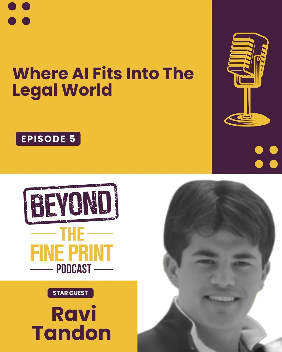 Episode 5 - Where AI Fits Into the Legal World - with Henry Goodwin and Ravi Tandon

Subscribe - Like - Share - most importantly Comment and Review! Thanks!

Beyond The Fine Print - Enjoy
beyondthefineprint@rmoklegal.com

#legaltech #artificialintell