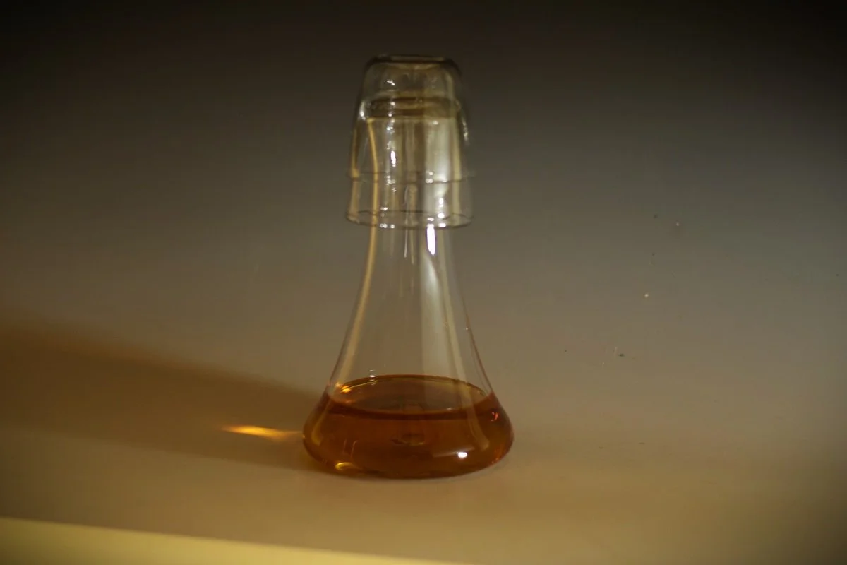 Glass Decanter with Stackable Lid Cups