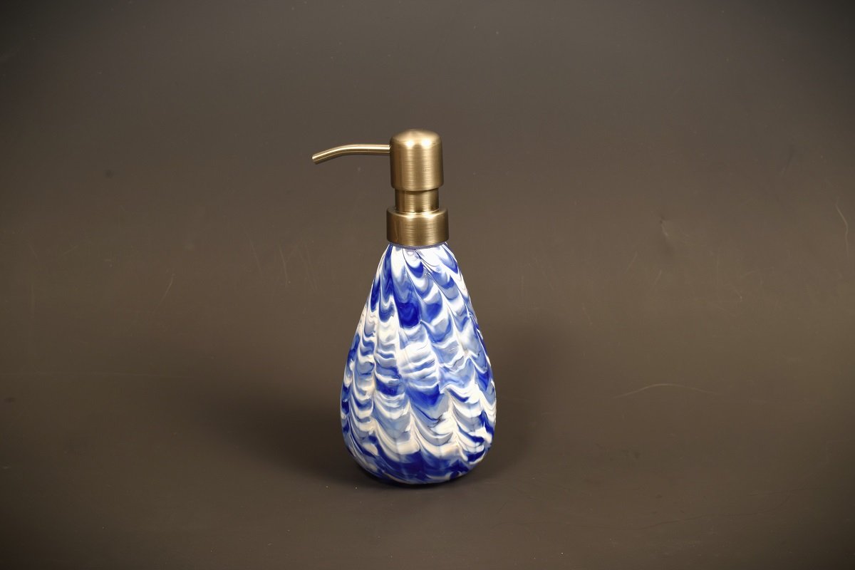 Soap dispenser blue and white.JPG
