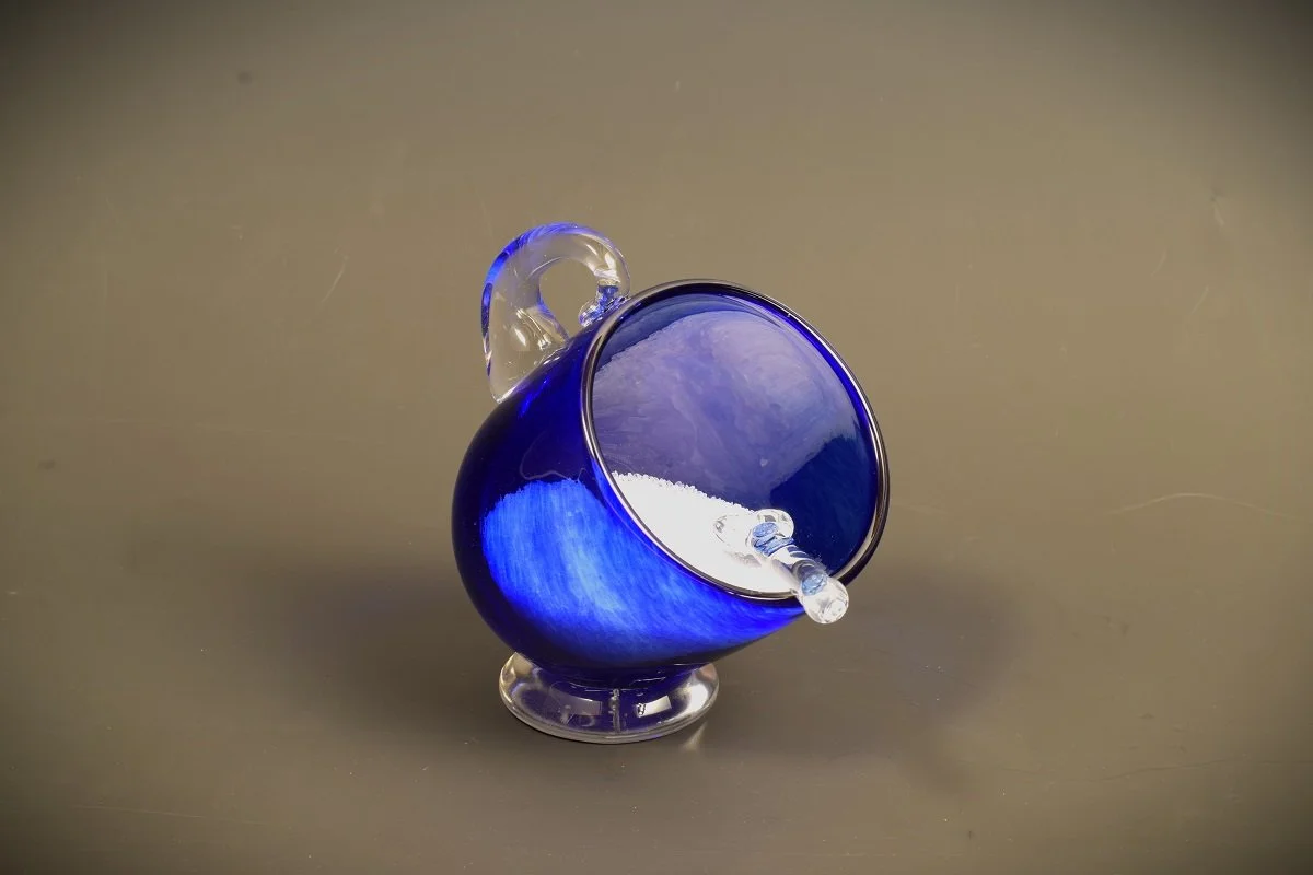 Cobalt Blue Glass Salt Cellar with Spoon