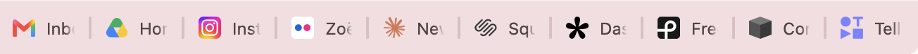 Examples of Favicons that use a simple icon, shown in a web browser
