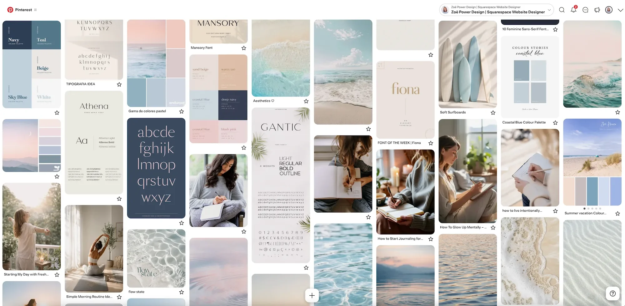 Example Pinterest mood board for a life coach