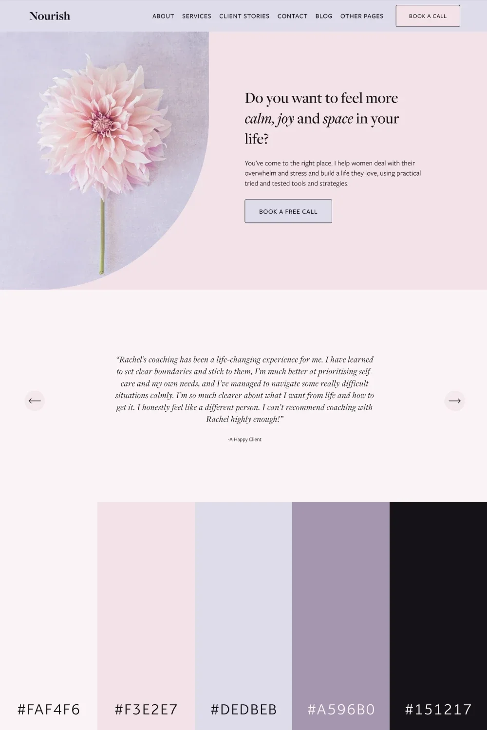 Café au Lait: a Soft Lilac and Black Colour Palette for Your Squarespace Website