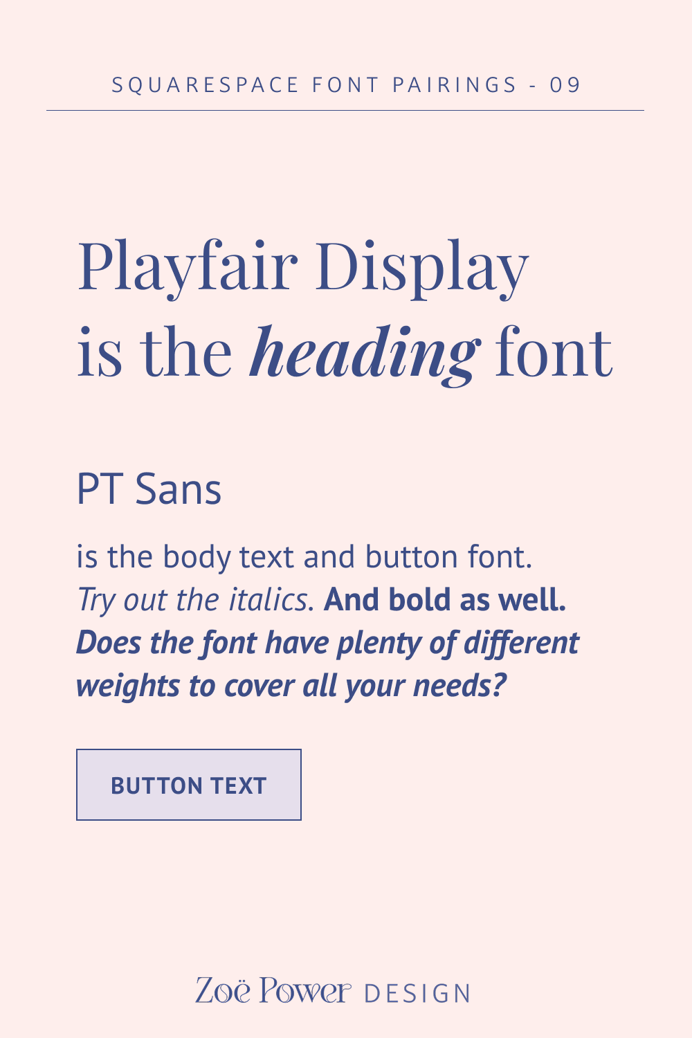 Playfair Display and PT Sans font pairing