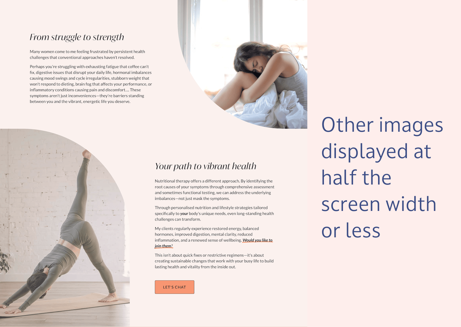 Example of other images displayed at half the screen width or less