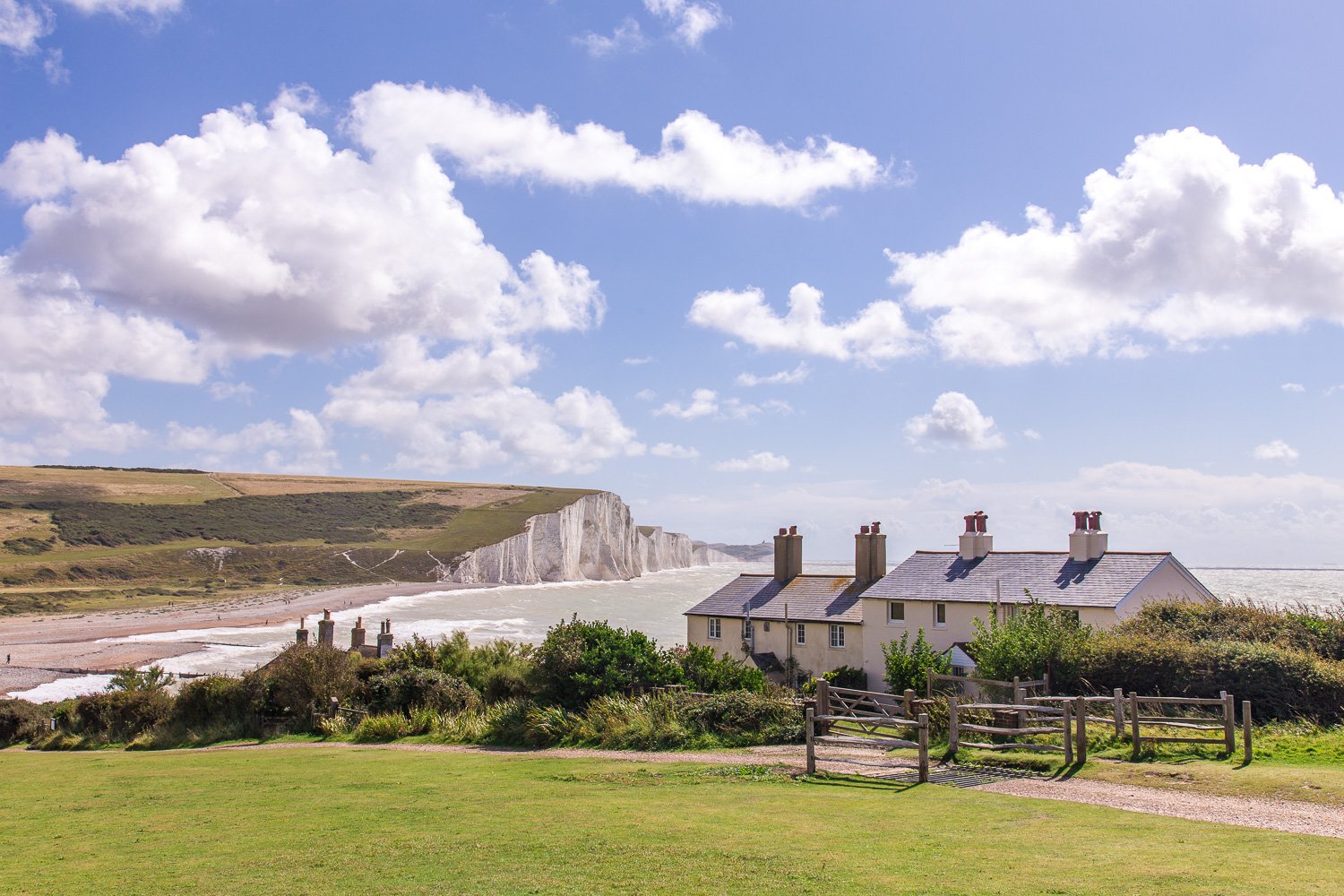 Coastguard cottages at Cuckmere Haven, East Sussex, UK