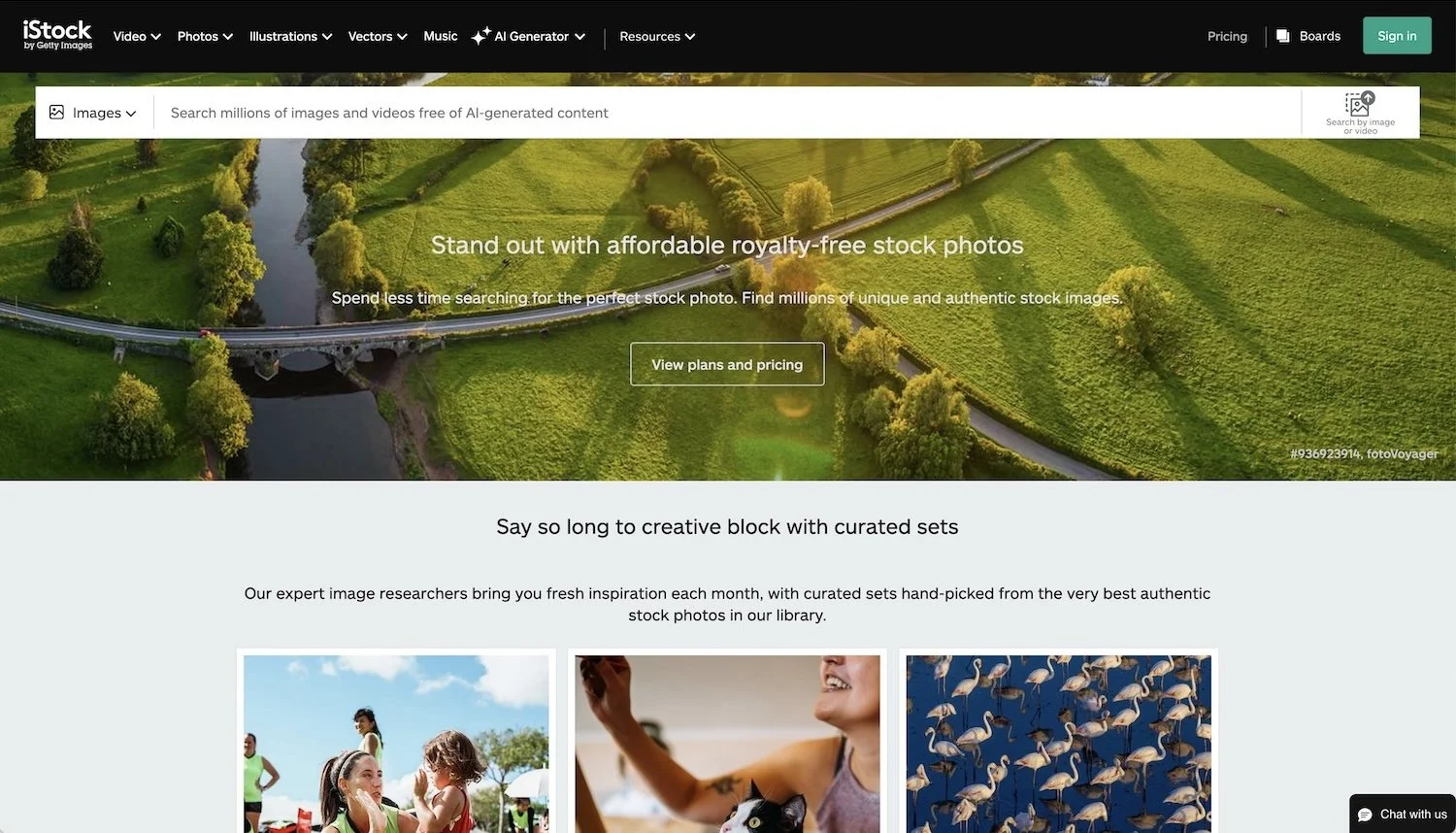 Screenshot of iStock website