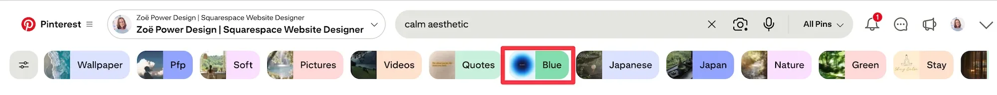 How to refine your Pinterest search with suggested search terms (screenshot)