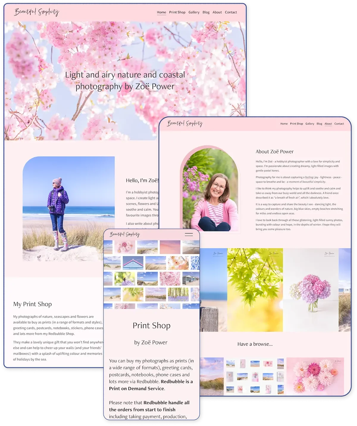 Fully-custom Squarespace website designed by Zoe Power