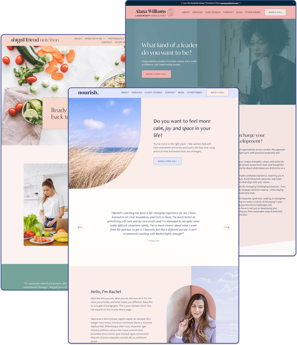 Squarespace website templates designed by Zoe Power