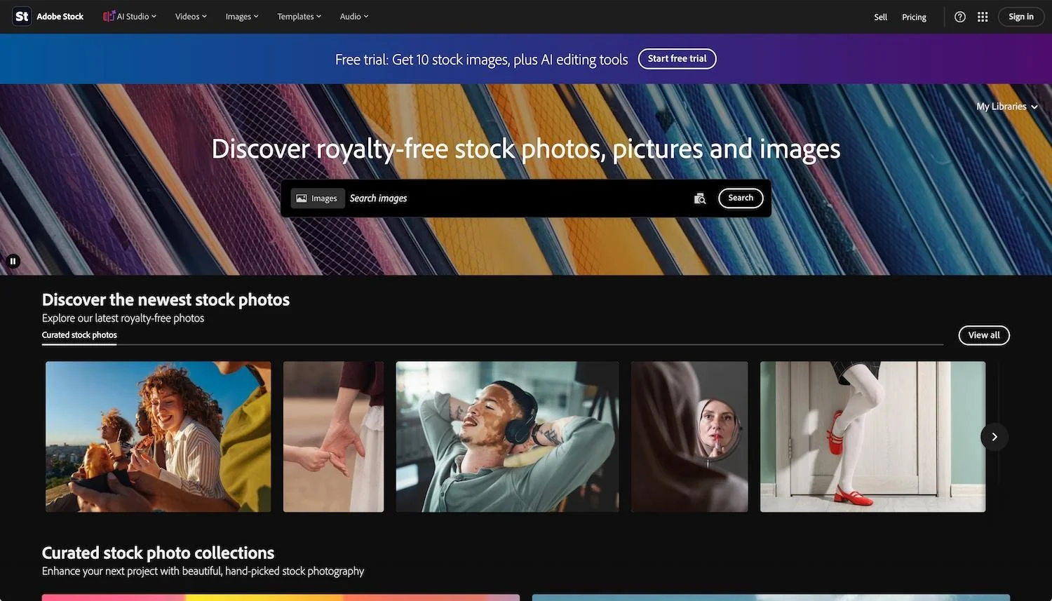 Screenshot of Adobe Stock website