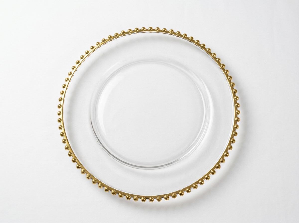 Clear Gold Beaded Charger