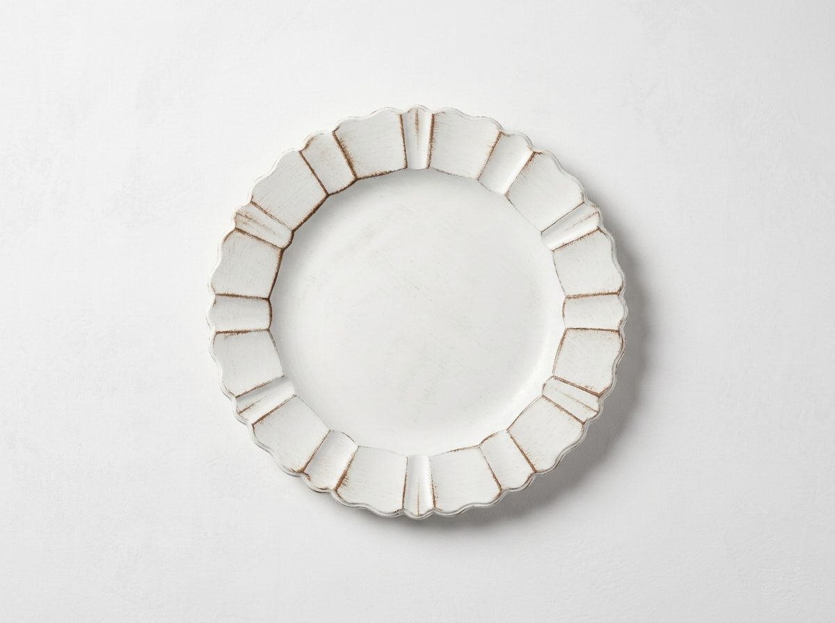 Waved Scalloped Ivory Charger